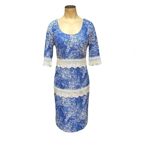 RABBIT Rabbit Rabbit Blue Periwinkle Lace Pencil Dress Size 8 - Picture 1 of 16